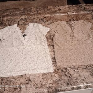 Elegant Lace Women Tops - White and Tan